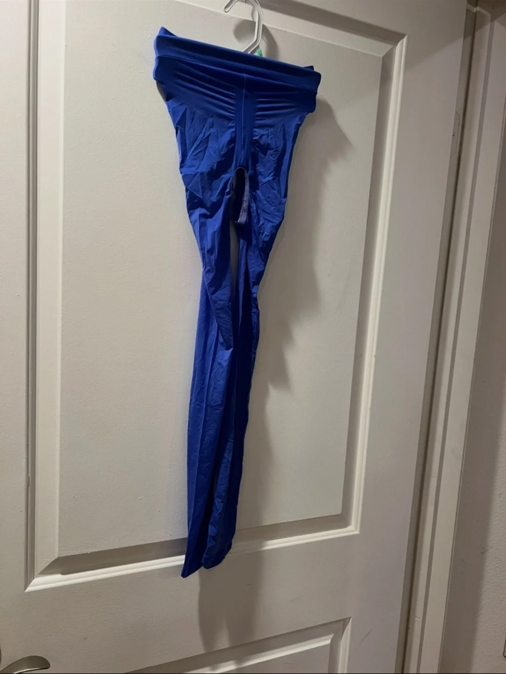 Bright Royal Blue crotchless Sheer Tights